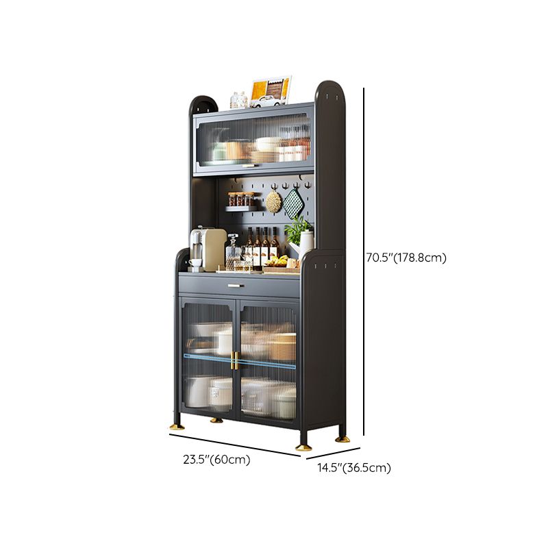 Porte di vetro a scaffalatura regolabile armadio nero cucina nera