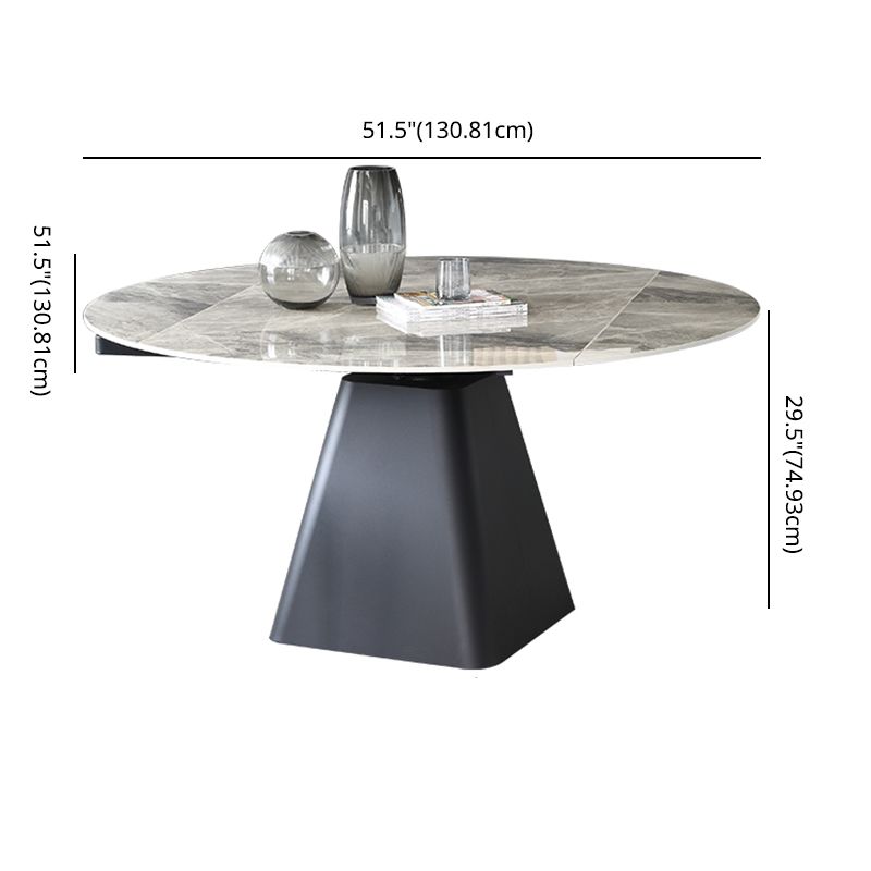 Foldable Round Sintered Stone Dining Table of 5/7 with Metal Base Nordic Dining Set for Restaurant Clearhalo 'Dining Room Sets' 'Dining Tables & Seating' 'dining_room_set' 'furn' 'furn_dining_room_set' 'Furniture' 'furniture_dining_room_set' 'Kitchen & Dining Furniture' 'kitchen&dining_furn' 'kitchen' 1200x1200_ae9b8ae1-790f-4e51-8122-136c51d69c8e