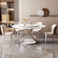 Round Furniture Luxury Style Stone Pedestal Dinner Table with Turntable Clearhalo ' dining_table' 'Dining Tables & Seating' 'Dining Tables' 'furn' 'furn_dining_table' 'Furniture' 'furniture_dining_table' 'Kitchen & Dining Furniture' 'kitchen&dining_furn' 'kitchen' 'kitchen_dining_table' 1200x1200_ae9e4683-b0c7-471a-ae02-65993c6ec5ce