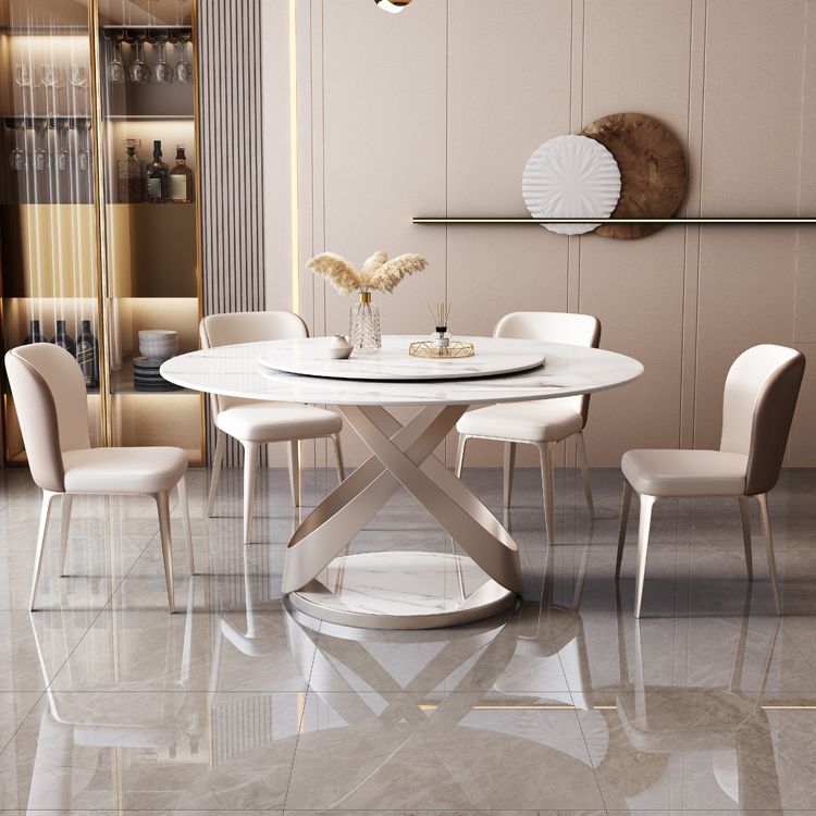 Round Furniture Luxury Style Stone Pedestal Dinner Table with Turntable Clearhalo ' dining_table' 'Dining Tables & Seating' 'Dining Tables' 'furn' 'furn_dining_table' 'Furniture' 'furniture_dining_table' 'Kitchen & Dining Furniture' 'kitchen&dining_furn' 'kitchen' 'kitchen_dining_table' 1200x1200_ae9e4683-b0c7-471a-ae02-65993c6ec5ce