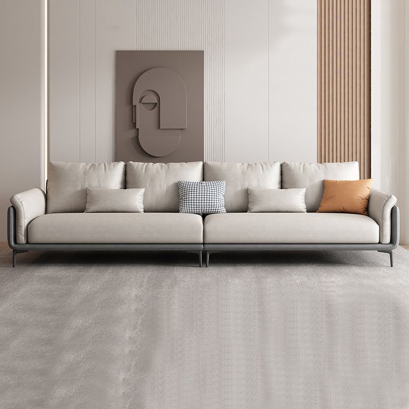 Faux Leather Stain Resistant Contemporary Sofa Couch in Beige Clearhalo 'furn' 'furn_sofas' 'Furniture' 'Living Room Furniture' 'Sofa' 'sofas' 1200x1200_ae9f4204-755c-4800-a799-3c7d6130849a