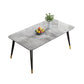 Mesa de comedor de metal con 4 patas, mesa de comedor rectangular con tapa de piedra para comedor
