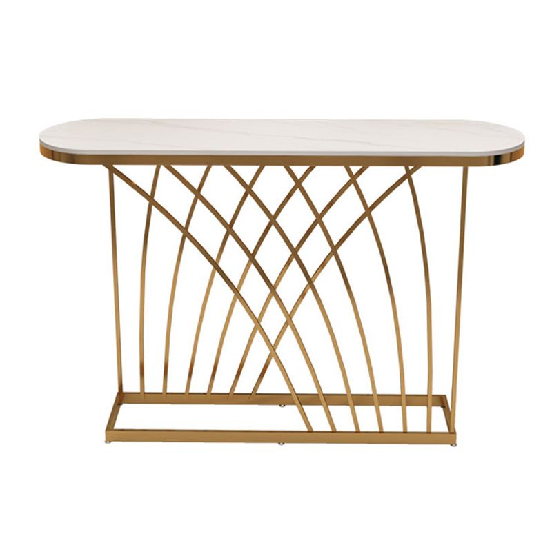 Tabella di accento ovale di pietra 1-scaffale 11,81 "W tavolo console per sala