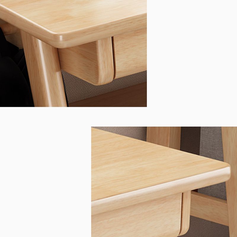 Bureau de bureau en bois de caoutchouc 2 tiroirs en bois massif home écriture avec étagère