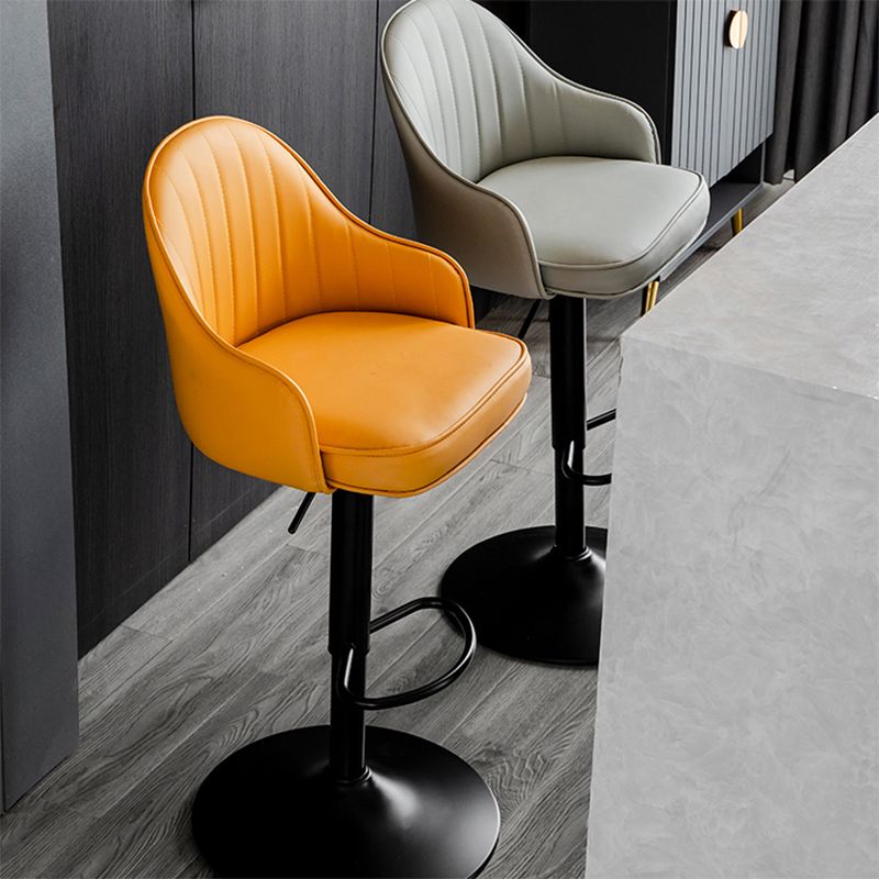 Modern Rotatable Armless Counter Stool Iron Household Bar Stool with Leather Cushion Clearhalo 'Bar Furniture' 'Bar Stools' 'bar_stools' 'furn' 'furn_bar_stools' 'furniture_bar_stools' 'Kitchen & Dining Furniture' 'kitchen&dining_furn' 'kitchen' 'kitchen_furn' Furniture' 1200x1200_aea27a44-5611-4cd7-87ba-cc771ea97cb9