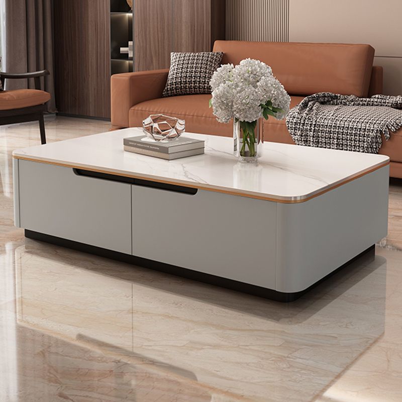 Glam Stone Coffee Table Slate Rectangular Square Cocktail Table in White Clearhalo 'Coffee & Accent Tables' 'Coffee Tables' 'coffee_tables' 'furn' 'furn_coffee_tables' 'Furniture' 'Living Room Furniture' 1200x1200_aea6e1dd-a07d-4302-b0ef-001b33e8b820