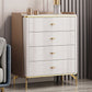 Glam Stone Storage Chest Bedroom Chest in White with Metal Legs