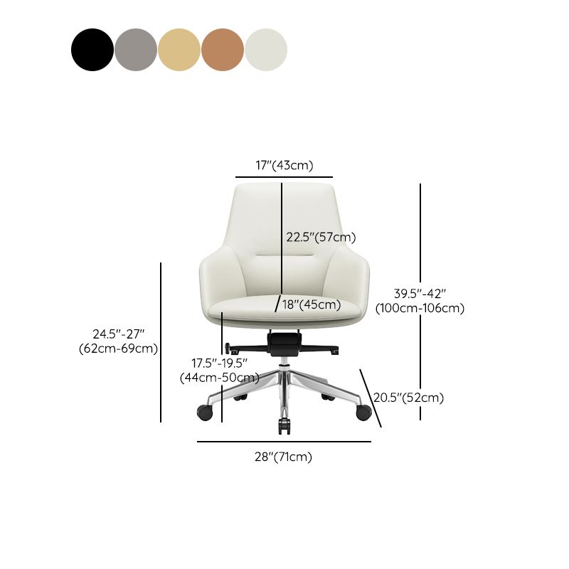 Fixed Arms Modern Desk Chair No Distressing Leather Ergonomic Office Chair with Wheels Clearhalo 'furn' 'furn_office_chair' 'Furniture' 'Office Chairs' 'Office Furniture' 'office_chair' 1200x1200_aea7c886-3334-41cb-a855-7c9cb3e3091e