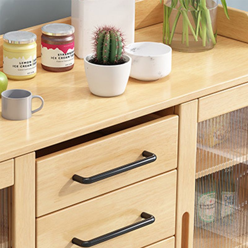 Rubberwood vaste houten server met glazen deuren voor eetkamer