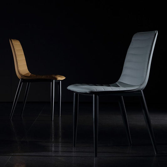 Upholstered Armless Dining Chairs Industrial Metal Legs Side Chair