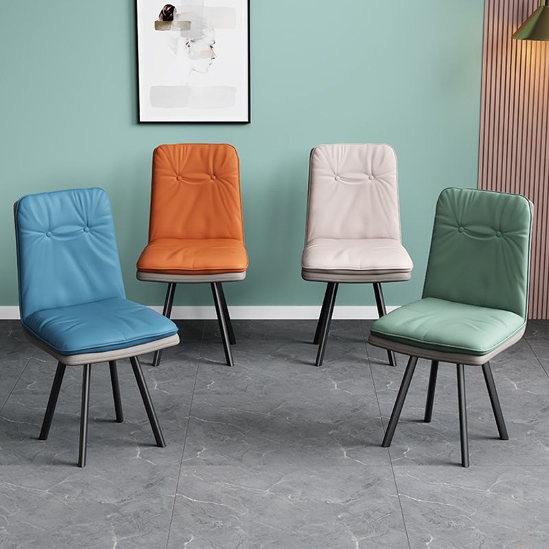 Sedie da pranzo moderne senza braccio in pelle finta sedia da pranzo parsons