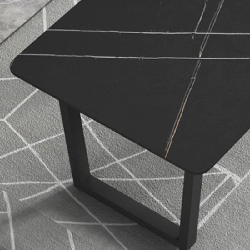 Rectangle Black Base Dining Table Modern Stone Double Pedestal Table Clearhalo 'Dining Tables & Seating' 'Dining Tables' 'dining_table' 'furn' 'furn_dining_table' 'Furniture' 'Kitchen & Dining Furniture' 1200x1200_aea960e2-dc12-4c51-9e79-f97c4ea5157a