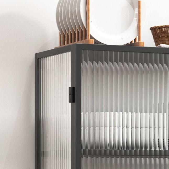 Server moderno in telaio in metallo vetro a due porte server da pranzo per soggiorno