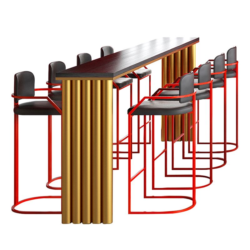 Black Top Bar Dining Table Traditional Luxury Rectangle Bar Table with Sled Base Clearhalo 'Bar Furniture' 'Bar Tables' 'bar_tables' 'furn' 'furn_bar_tables' 'Furniture' 'Kitchen & Dining Furniture' 1200x1200_aea9a414-6b70-4794-bf98-29c49f9be73f