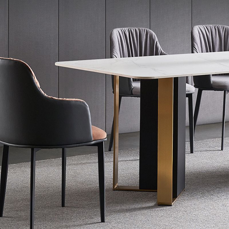 Glam Sintered Stone Dining Set Rectangle 1/4/5/7 Pieces Dining Set Clearhalo 'Dining Room Sets' 'Dining Tables & Seating' 'dining_room_set' 'furn' 'furn_dining_room_set' 'Furniture' 'Kitchen & Dining Furniture' 1200x1200_aeacf610-60cd-4c8c-90f4-93bdcaa52800