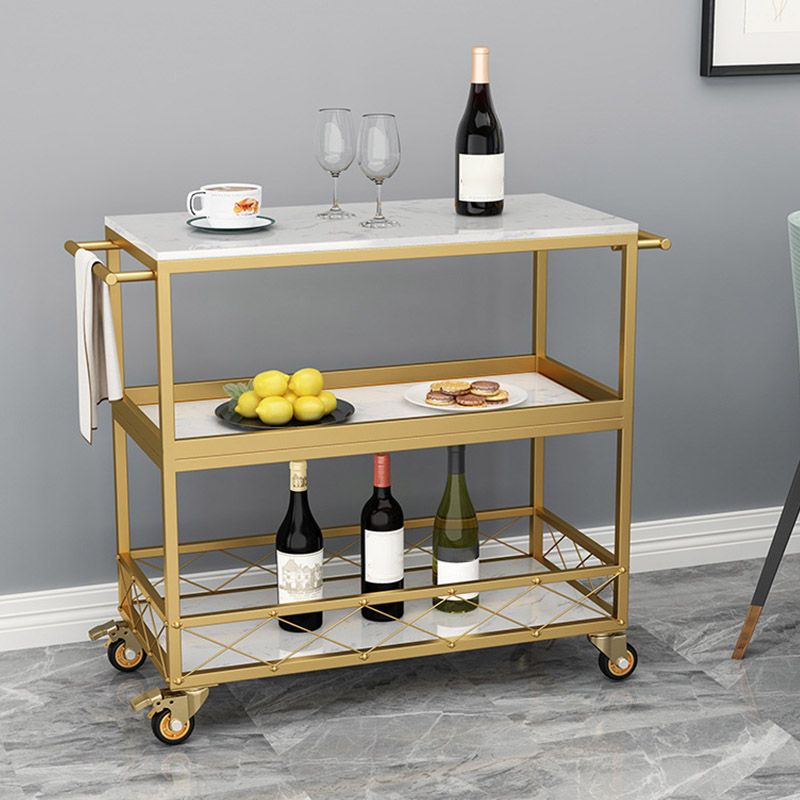 Marble Home Dining Kitchen Trolley Rectangular Prep Table with Towel Rack Clearhalo 'furn' 'furn_kitchen_islands_carts' 'Furniture' 'Kitchen & Dining Furniture' 'Kitchen Islands & Carts' 'kitchen_islands_carts' 1200x1200_aeaecbb1-b064-456a-a70a-e20f10ced664