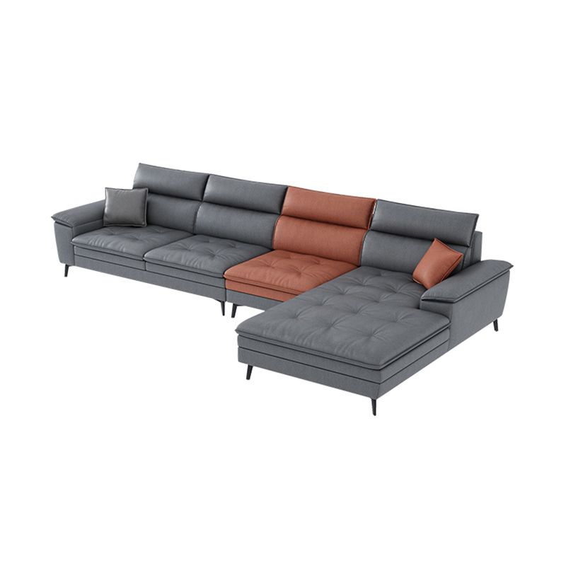 34.25 "H Faux Leather Pillow Top Arm Sofa & Chaise for Living Room