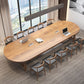 Oval Writing Desk Solid Wood Contemporary Style Office Meeting Desk