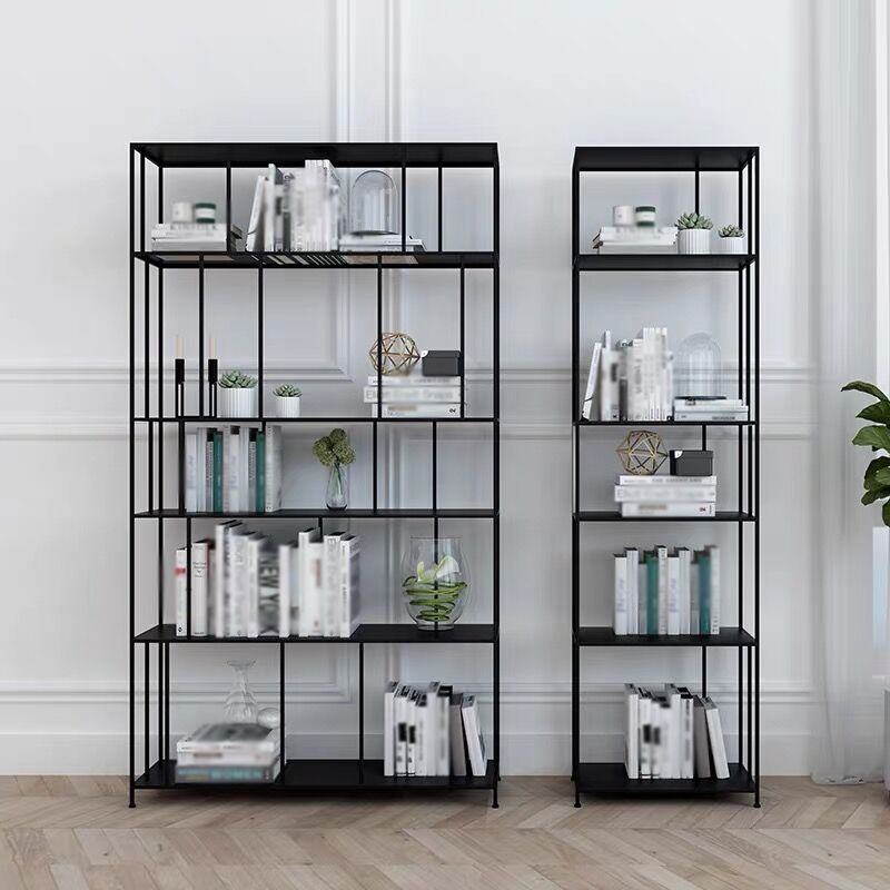 Industrial Style Open Bookcase with Metal Rectangular Shelves Clearhalo 'Bookcases' 'furn' 'furn_bookcases' 'Furniture' 'furniture_bookcases' 'kitchen' 'kitchen_bookcases' 'Living Room Furniture' 'Office Furniture' 1200x1200_aeb1b31b-1ea0-4886-a638-b4d3d5b1a17a