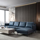 35.43" High Round Arm Sectional Brown/Blue Genuine Leather Sectional