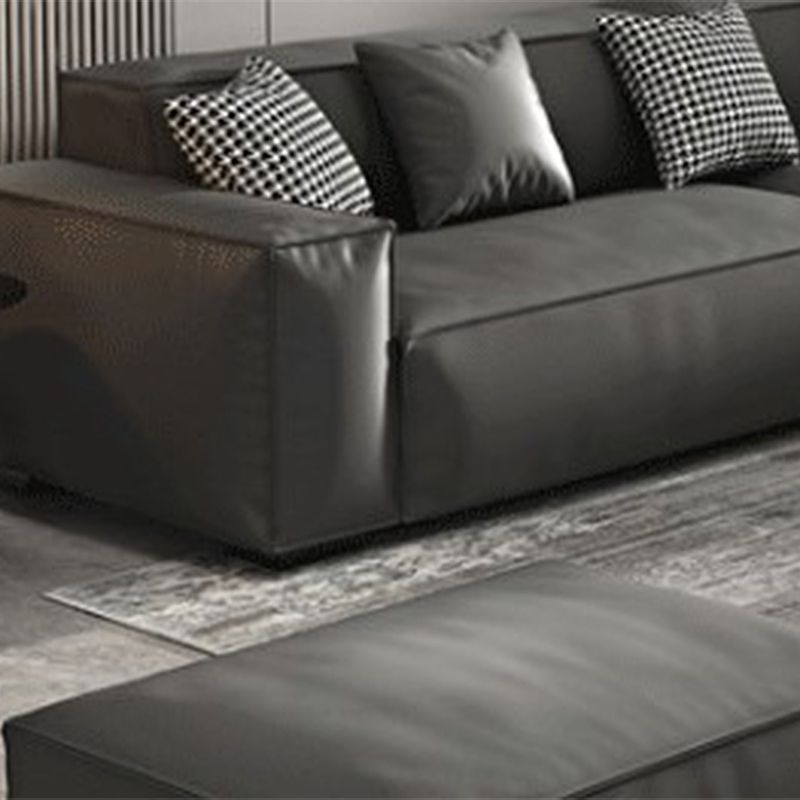 Sofá de sofá de brazo cuadrado de cuero sintético de forma gris