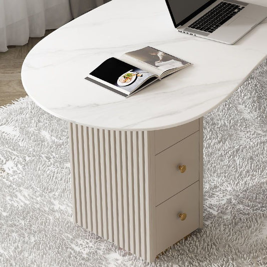 29.53 "H Destinata per ufficio contemporanea 3-Drawer White Writing Desk