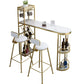 Glam Pub Table Specialty Bar Height Bar Table with Stone Top