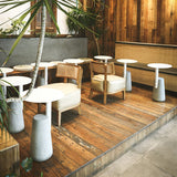 Contemporary Metal Round Side Table Concrete Pedestal End Table