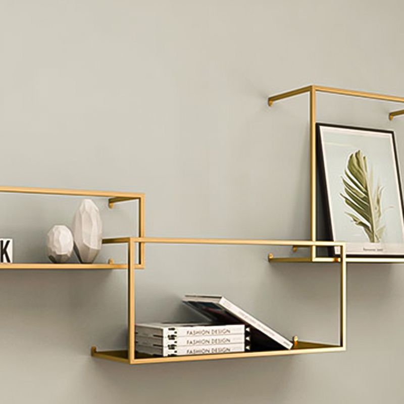 Gold/Black Wall Mounted Bookshelf Iron Modern Closed Back Shelf Clearhalo 'Bookcases' 'furn' 'furn_bookcases' 'Furniture' 'furniture_bookcases' 'kitchen' 'kitchen_bookcases' 'Living Room Furniture' 'Office Furniture' 1200x1200_aeb63ca5-3b93-44e1-b9b4-518b4d54cae0