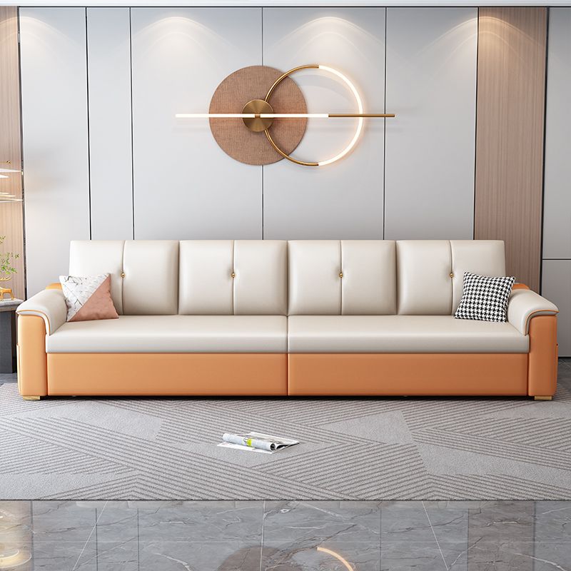 Contemporary Sofa Futon White with Storage Pillow Back Pillow Top Arms Sofa Bed Clearhalo 'furn' 'furn_futons' 'Furniture' 'Futons & Daybeds' 'Futons' 'Living Room Furniture' 1200x1200_aeb6adfe-28f8-4e21-867c-bb24f63ce773