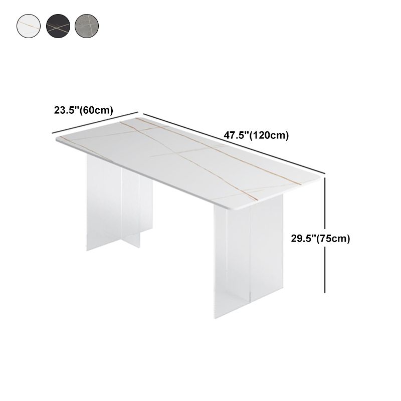 Dining Room Modern Dinette Table Rectangle Acrylic Double Pedestal Dining Table Clearhalo 'Dining Tables & Seating' 'Dining Tables' 'dining_table' 'furn' 'furn_dining_table' 'Furniture' 'furniture_dining_table' 'Kitchen & Dining Furniture' 'kitchen' 'kitchen_dining_table' 1200x1200_aeb6fe22-e6b3-4064-9e31-a6b251128f17