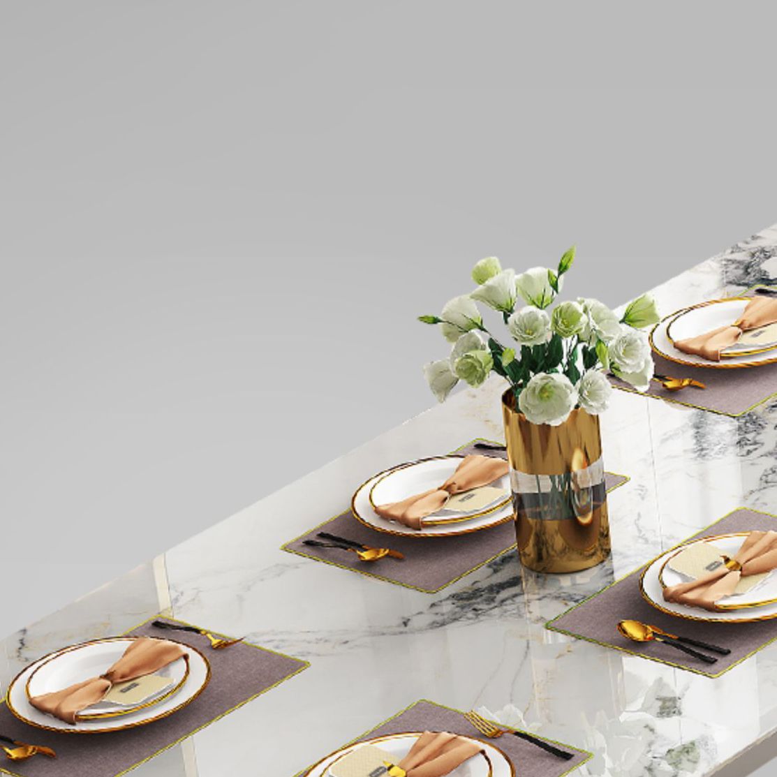 Modern Style Stone Furniture 5/7/9/11 Pcs Rectangle Shape Dinette Table with Dining Chair