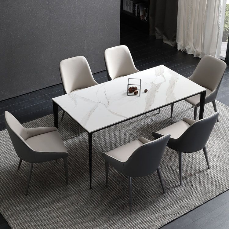 Silla de comedor de cuero moderna silla parsons con patas de matal en acabado mate para casa