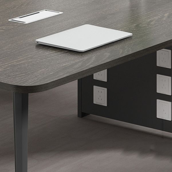 Parsons Industrial Writing Desk Dark Taupe Curbe Office Bureau métal et bois artificiel