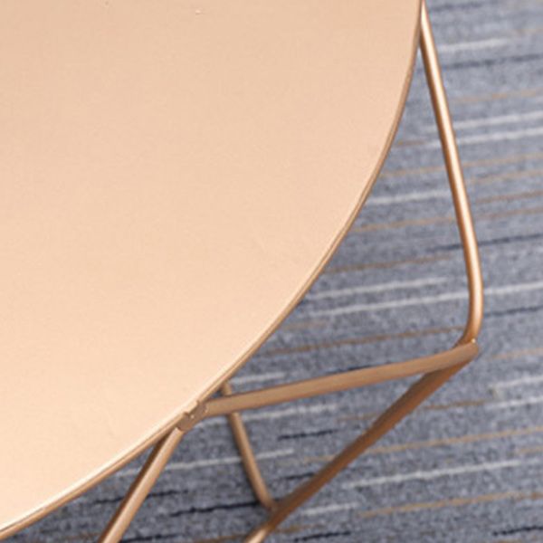 Mid-Century Modern Round Coffee Table with Iron Top and Steel Base