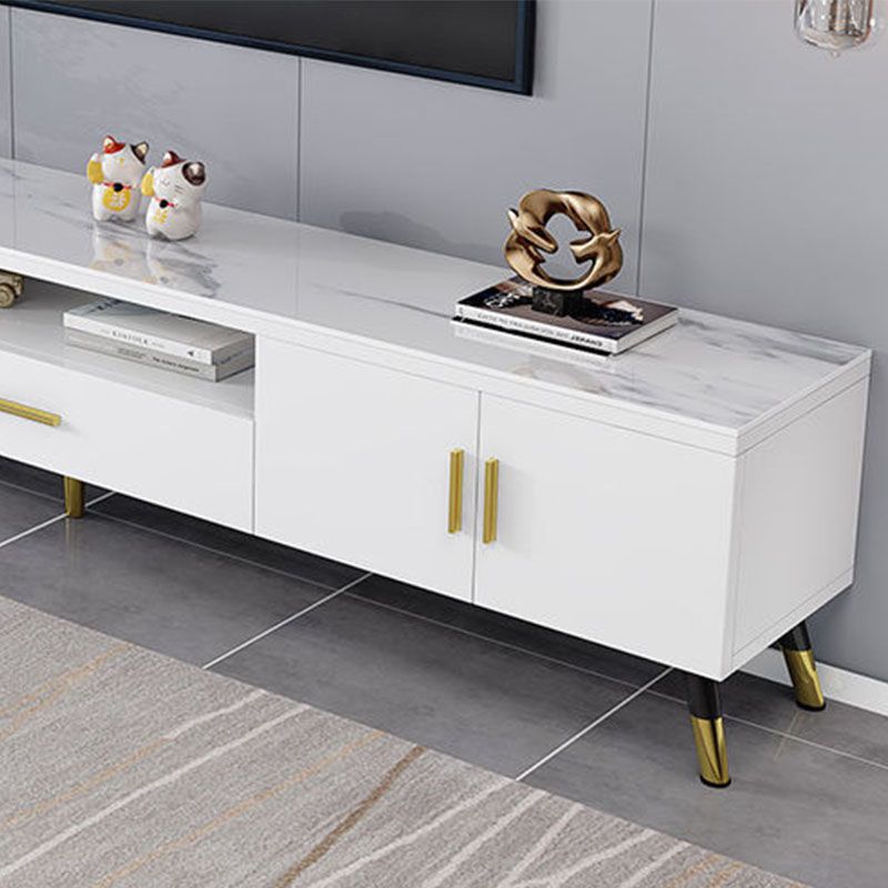 Glass TV Stand Console Open Storage TV Media Stand with Drawer Clearhalo 'furn' 'furn_tv_stands_entertainment_centers' 'Furniture' 'Living Room Furniture' 'TV Stands & Entertainment Centers' 'TV Stands & Media Storage Furniture' 'tv_stands_entertainment_centers' 1200x1200_aebb140a-9904-4040-bcfa-dea85f70120f