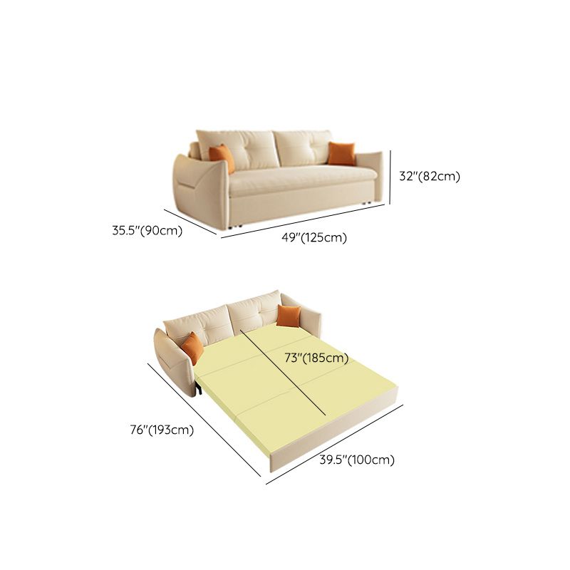 Divano scandinavo largo 35 "divano per dormiente bianco futon con archiviazione