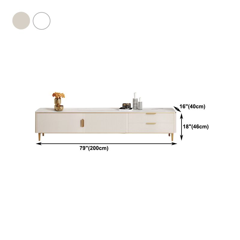 Singer de la consola de televisión de piedra sinterizada casera escandinava de televisión con patas de metal