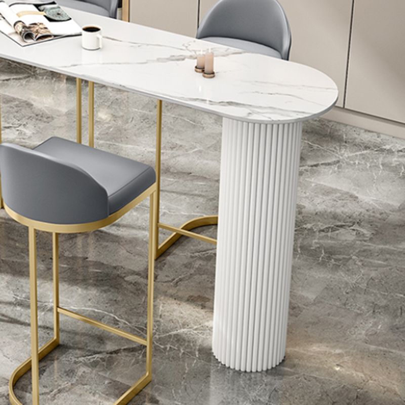 White Colour Bar Wine Table Stone Bar Dining Table with Double Pedestal Clearhalo 'Bar Furniture' 'Bar Tables' 'bar_tables' 'furn' 'furn_bar_tables' 'Furniture' 'Kitchen & Dining Furniture' 1200x1200_aec1b81a-20e7-40c3-990a-77b647269ae8