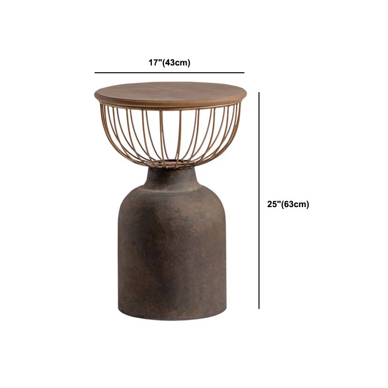 Antique Brass/Black End Table French Country Round Wood Side Table Clearhalo 'Coffee & Accent Tables' 'End & Side Tables' 'end_side_tables' 'furn' 'furn_end_side_tables' 'Furniture' 'Living Room Furniture' 1200x1200_aec260e4-e5e1-4254-9af4-3bbee2040e10