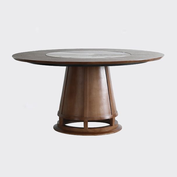 Mesa de comedor convertible moderna Mesa de pedestal de madera de ceniza marrón