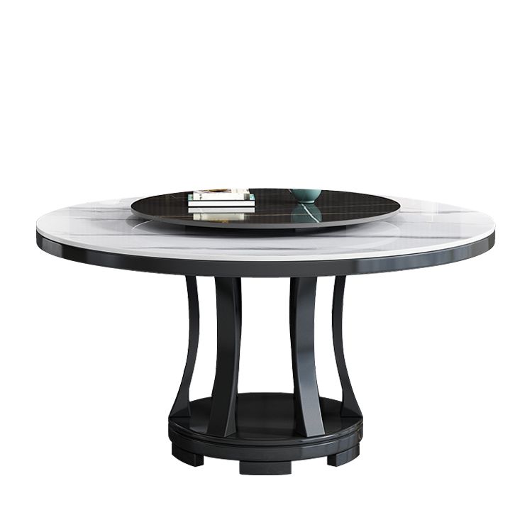 Modern Rubberwood Home Table Round Pedestal Convertible Dining Table Clearhalo 'Dining Tables & Seating' 'Dining Tables' 'dining_table' 'furn' 'furn_dining_table' 'Furniture' 'furniture_dining_table' 'Kitchen & Dining Furniture' 'kitchen' 'kitchen_dining_table' 1200x1200_aec2a3c0-f432-4132-8a93-1278fdbd3928