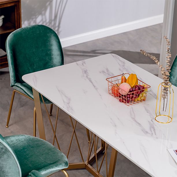Contemporary Rectangle Dinette Set 1/2/4/5/7 Pieces White Marble Dining Table Set Clearhalo 'Dining Room Sets' 'Dining Tables & Seating' 'dining_room_set' 'furn' 'furn_dining_room_set' 'Furniture' 'Kitchen & Dining Furniture' 1200x1200_aec3f311-45b1-4cf2-98c6-2a2b86a2b693