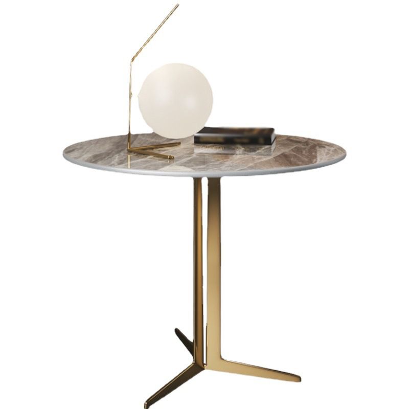 Crossed Base Design Rock Plate Top Fon Gold / Noir Table d'appoint Round Round