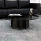 Modern Style Round Glass Table with Metal Base Pedestal Base Coffee Table