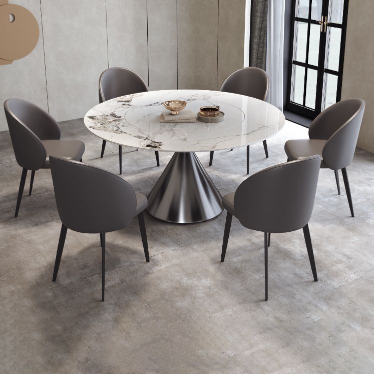 Modern Grey Steel Dinette Set 1/4/5/7 Pieces Round Sintered Stone Top Dining Table Set Clearhalo 'Dining Room Sets' 'Dining Tables & Seating' 'dining_room_set' 'furn' 'furn_dining_room_set' 'Furniture' 'furniture_dining_room_set' 'Kitchen & Dining Furniture' 1200x1200_aec66948-9a27-4ef4-9a46-1bae1d2bf5d9