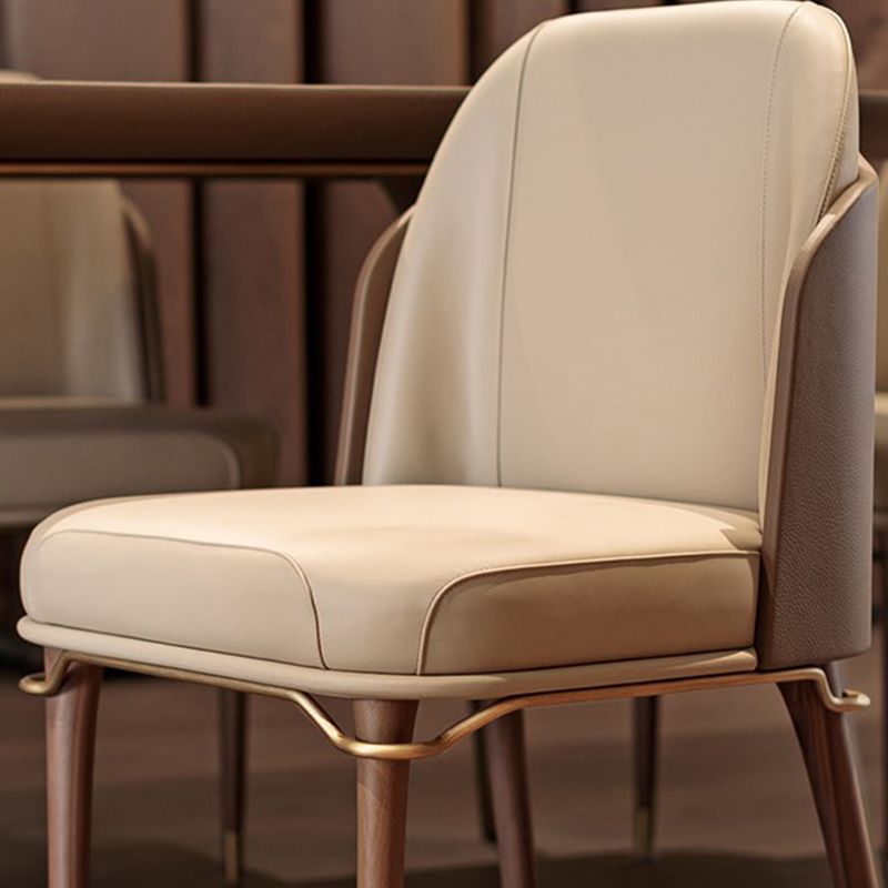 Modern Restaurant Parsons Side Chair Leather Dining Chair with Walnut Legs Clearhalo ' kitchen&dining_furn' 'Dining Chairs' 'Dining Tables & Seating' 'dining_chair' 'furn' 'furn_dining_chair' 'Furniture' 'furniture_dining_chair' 'Kitchen & Dining Furniture' 'kitchen' 1200x1200_aec70bd5-b600-4a23-ab1d-423d96d696ba