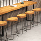 Taburete de bar de estilo industrial, taburete de bar de madera con patas de metal para el hogar