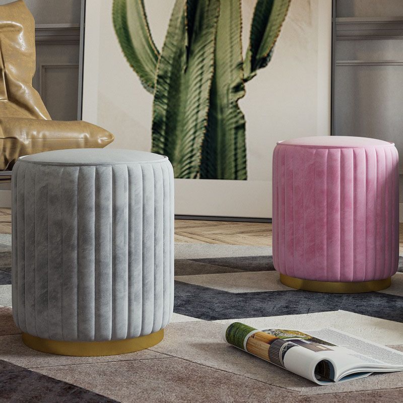 Solid Color Flannel Standard Stool Modern Style Simple Round Stool Clearhalo 'furn' 'furn_ottomans_poufs' 'Furniture' 'Living Room Furniture' 'Ottomans & Poufs' 'ottomans_poufs' 1200x1200_aecb7c79-09d4-4c98-b45d-acf454fd2343