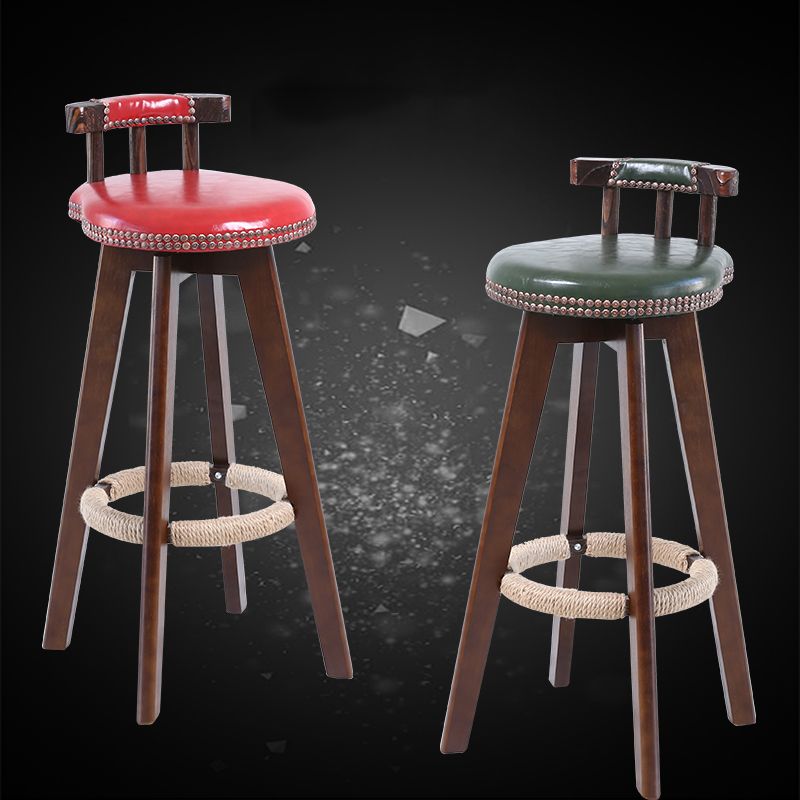 Contemporary Solid Wood Leather Barstool Indoor Bar Stool with Low Back for Kitchen Clearhalo 'Bar Furniture' 'Bar Stools' 'bar_stools' 'furn' 'furn_bar_stools' 'furniture_bar_stools' 'Kitchen & Dining Furniture' 'kitchen&dining_furn' 'kitchen' 'kitchen_furn' Furniture' 1200x1200_aecc6bc0-a68b-4eef-9084-afc48b833058